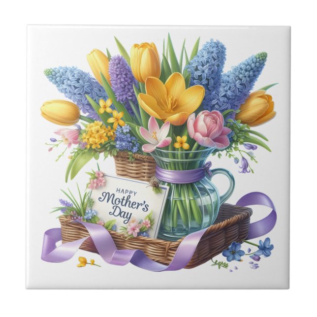 Azulejo Flores del Día de las Madres (Frente)