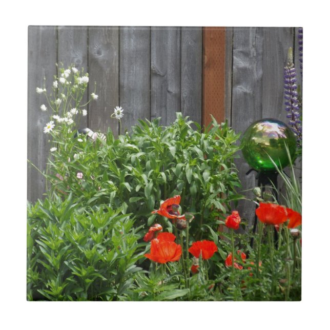 Azulejo Flores del jardín en la cerca (Frente)