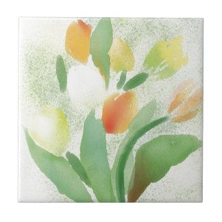 Azulejo Flores del tulipán de Acuarela, ilustraciones