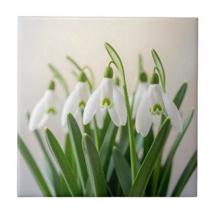 Azulejo Flores delicadas de snowdrop de primavera