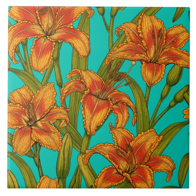 Azulejo Flores diarias de Tawny (Frente)