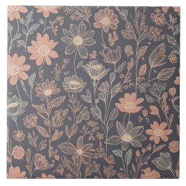 Azulejo Flores dibujadas de línea gráfica de ilustracion s