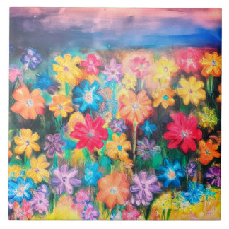 Azulejo Flores en Pastels Sangria - Tile