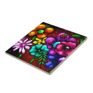 Azulejo Flores florales al estilo del graffiti caprichoso