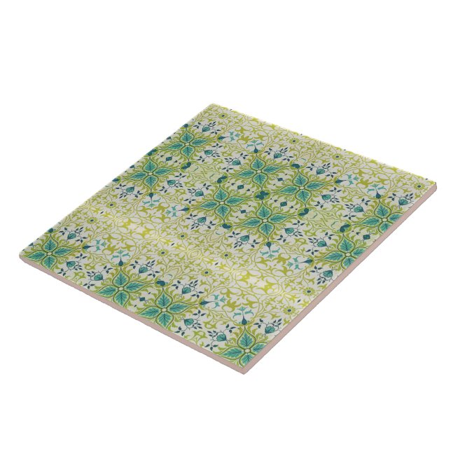 Azulejo Flores florales de William Morris Foliage Azul Ver (Lado)
