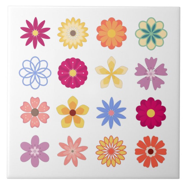Azulejo Flores florales, flores vintage (Frente)