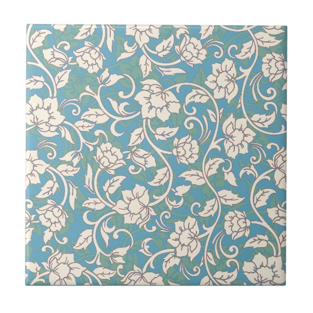 Azulejo Flores giratorias amarillas y azules (Frente)