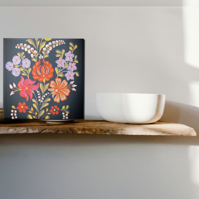 Azulejo flores húngaras -colores vibrantes (Subido por el creador)