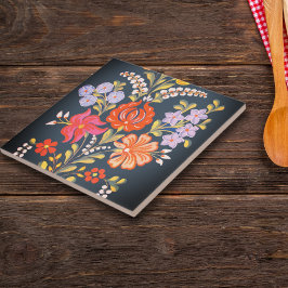 Azulejo flores húngaras - colores vibrantes