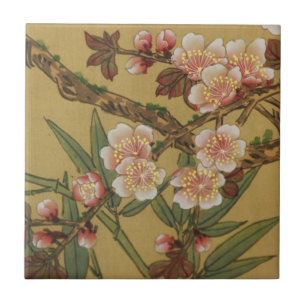 Azulejo Flores Japonesas Asiáticas de Flor de Cerezo Vinta
