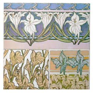 Azulejo Flores limeñas de estilo Art Nouveau, mucha