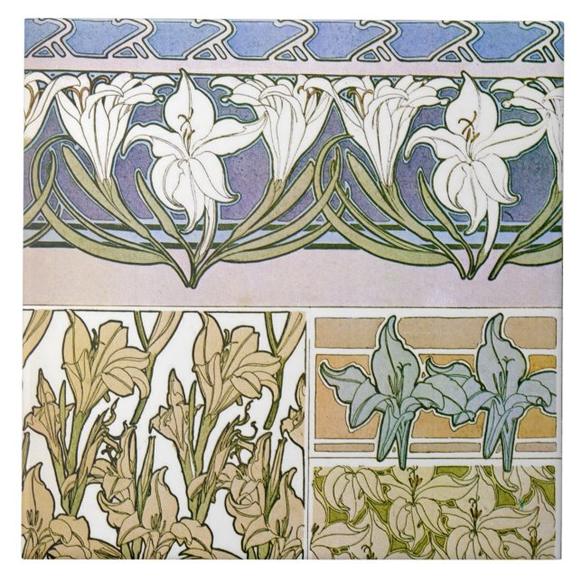 Azulejo Flores limeñas de estilo Art Nouveau, mucha (Frente)