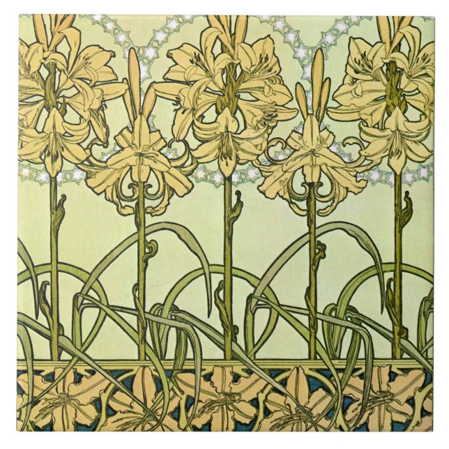 Azulejo Flores limeñas de estilo Art Nouveau, mucha (Frente)