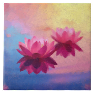 Azulejo Flores Lotus de resumen rosado