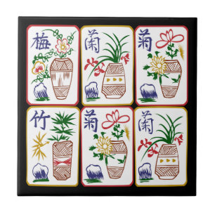 Azulejo Flores Mah Jongg y un círculo