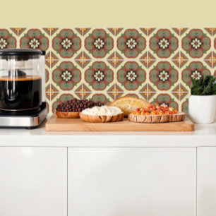 Azulejo Flores marrones sobre azulejos, inspiración retro