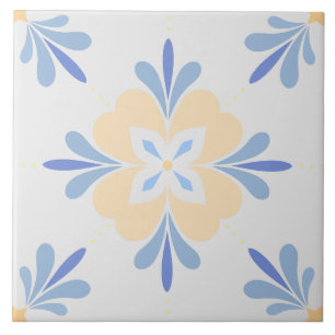 Azulejo Flores mediterráneas Salmón y Azul
