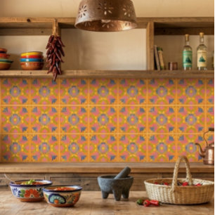 Azulejo Flores Mexicanas Naranjas Españolas