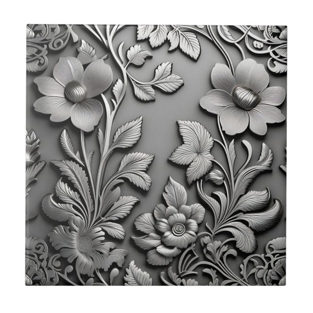 Azulejo Flores monocromas elegantes (Frente)
