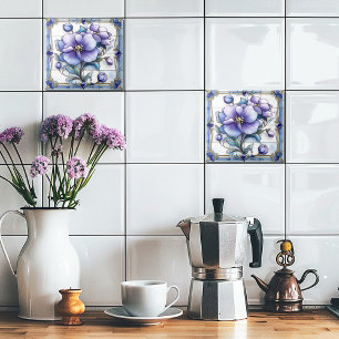 Azulejo Flores Moradas Bonitas