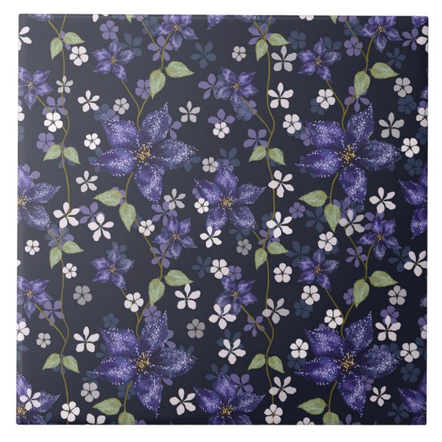 Azulejo Flores moradas de Amaryllis (Frente)