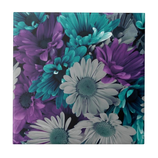 Azulejo Flores Moradas y Azules (Frente)