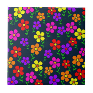 Azulejo Flores Multicolores Patrón Floral