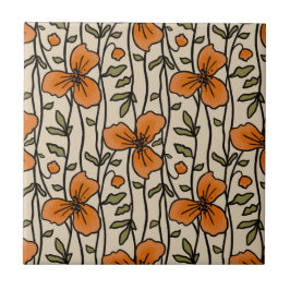 Azulejo Flores Naranjas delgadas verticales en los jardine