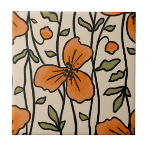 Azulejo Flores Naranjas delgadas verticales en los jardine