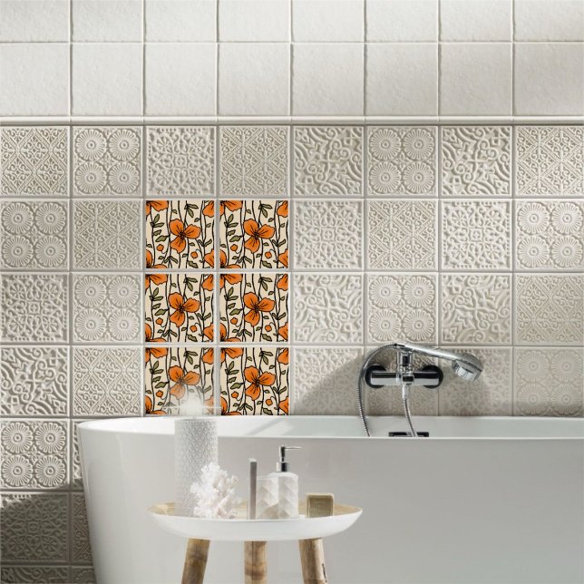 Azulejo Flores Naranjas delgadas verticales en los jardine (Subido por el creador)