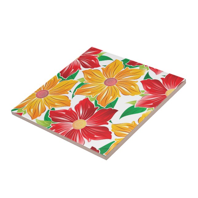 Azulejo Flores negrita Imprimir mosaico (Lado)