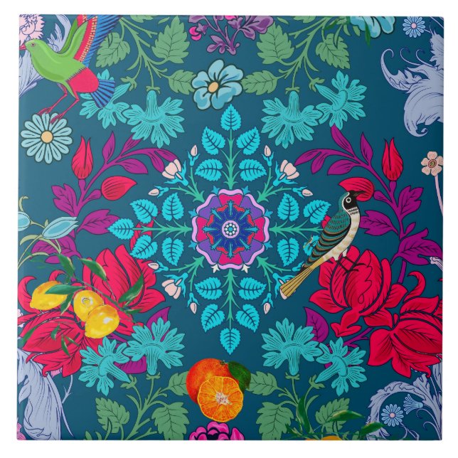 Azulejo Flores, novela de arte, estilo William Morris (Frente)