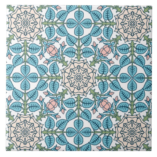 Azulejo Flores, novela de arte, estilo William Morris (Frente)