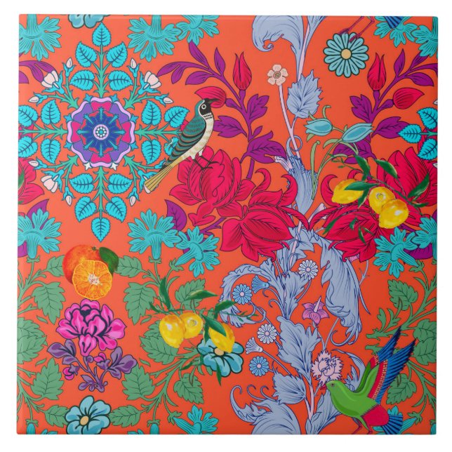Azulejo Flores, novela de arte, estilo William Morris (Frente)
