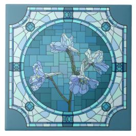 Azulejo Flores pintadas, Iris azul (aspecto de cristal man