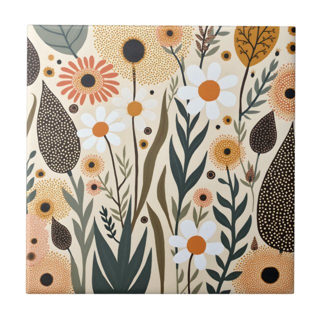 Azulejo Flores Plantas Diseño Botánico Boho 389 (Frente)