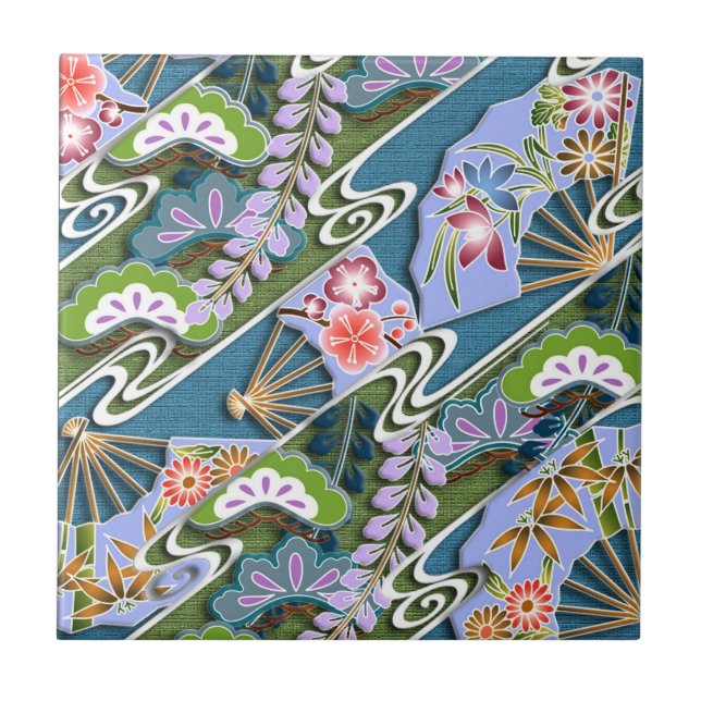 Azulejo Flores, plantas y ventiladores (Frente)