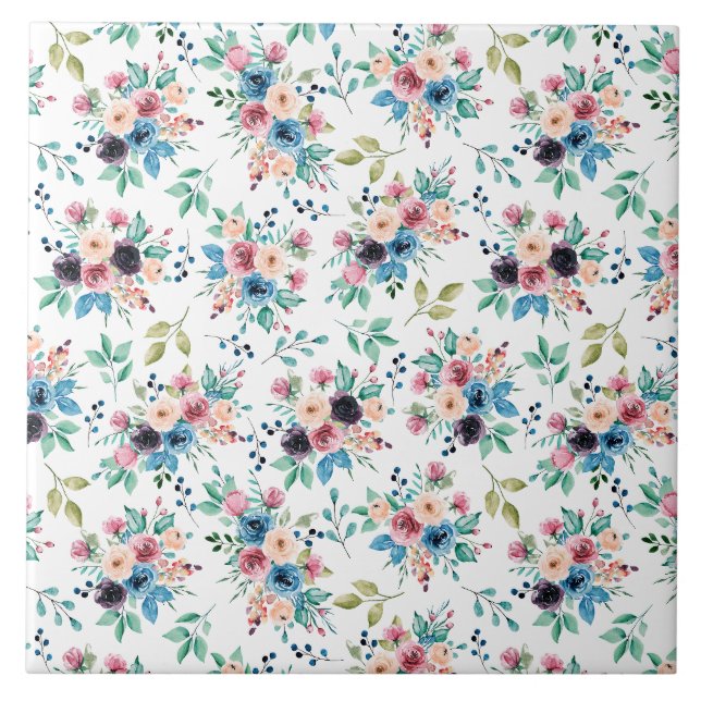 Azulejo Flores primaverales coloridas (Frente)
