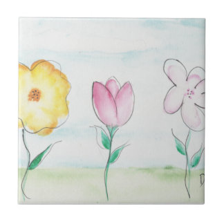 Azulejo Flores primitivas pintadas