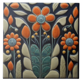Azulejo Flores rojas Art Deco