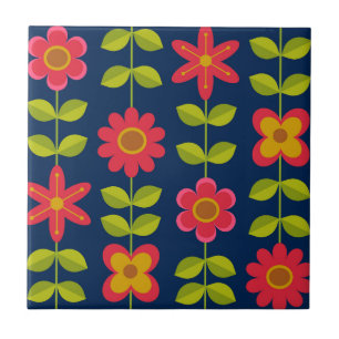Azulejo Flores rojas de estilo moderno de mediados de sigl