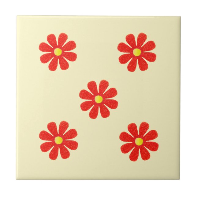 Azulejo Flores rojas de primavera para la cocina (Frente)