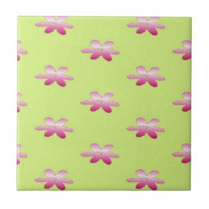 Azulejo Flores rojas en verde