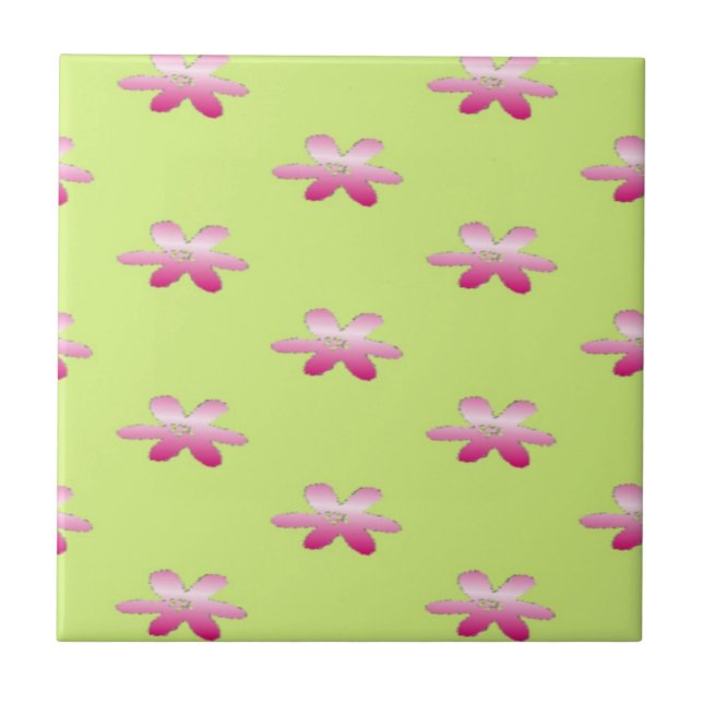 Azulejo Flores rojas en verde (Frente)