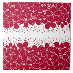 Azulejo Flores rojas marea sobre fondo blanco