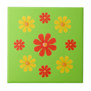 Azulejo Flores rojas y amarillas de la primavera para la