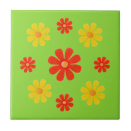 Azulejo Flores rojas y amarillas de primavera para la coci