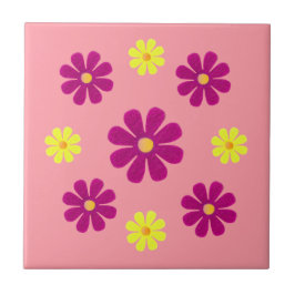 Azulejo Flores rosa y amarilla de primavera para la cocina