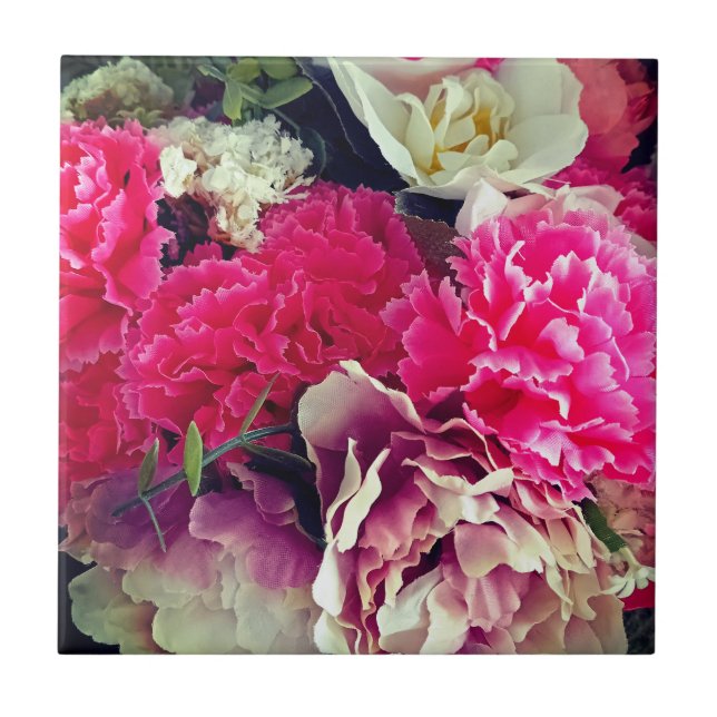 Azulejo Flores rosa y crema (Frente)