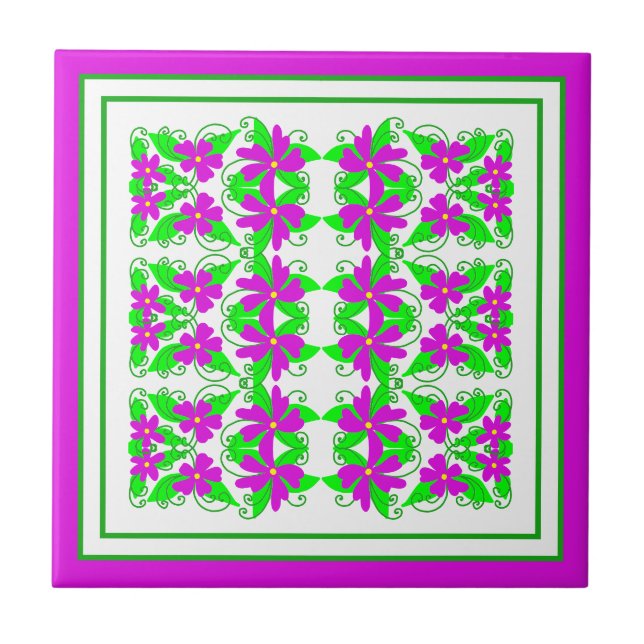 Azulejo Flores rosadas (Frente)
